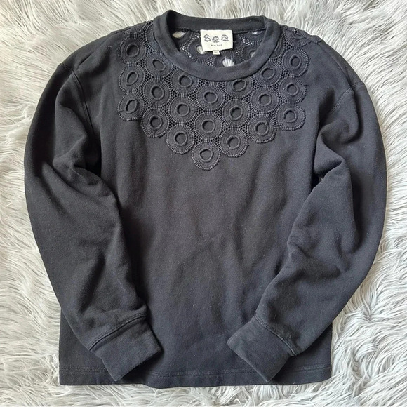 SEA NEW YORK Eyelet Pullover Sweatshirt Size XS - Picture 1 of 7